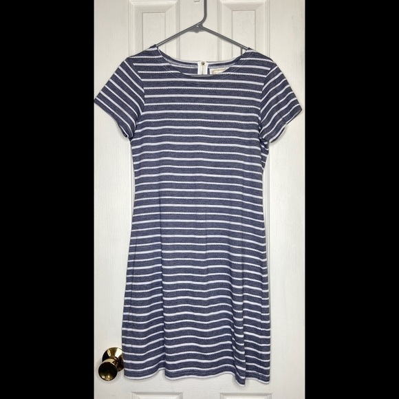Sail To Sable Blue & White Striped Nautical Shift Dress Medium - Picture 2 of 6